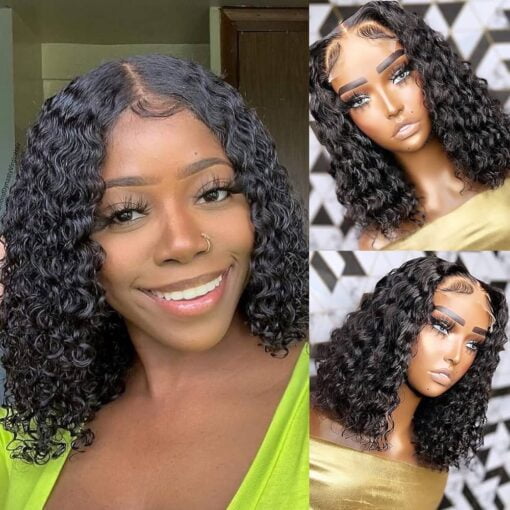 Recomtic Short Curly Bob Wigs Human Hair Wet MI1606083