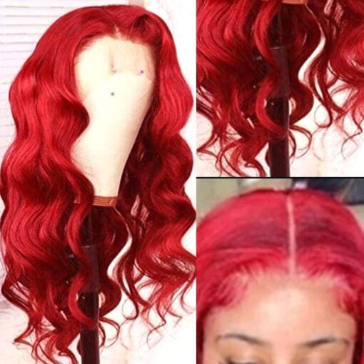 Red Boady Wave Wig Front Lace 150%, 180% And 250% Density MI1611361