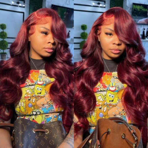 Red Color Wig Burgundy #99J Body Wave 13X4 Lace Front Wig MI1610974