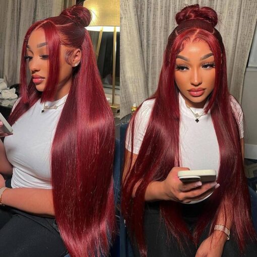 Red Lace Front Wigs Human Hair 13X4 Straight Red Wig Human Hair 180% Density Red Frontal Wigs Human Hair Hd Lace With Baby Hair Virgin Human Hair Wig MI1604487