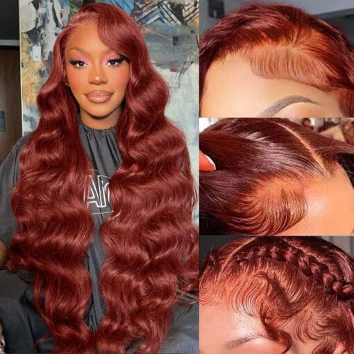 Reddish Brown Lace Front Wigs Human Hair Pre Plucked 13X4 MI1611659