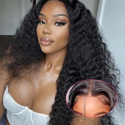 Reshowbeauty Wear And Go Glueless Wigs For Women Women Human Hair 5X5 Lace Front Wigs Human Hair Pre Plucked Black Deep Wave Wigs 22Inch Pre Cut Lace MI1605038