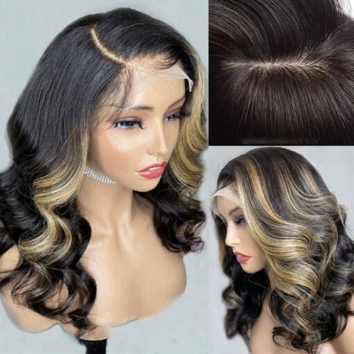 Right Side Part Body Wave Human Hair Wigs Silk MI1604129