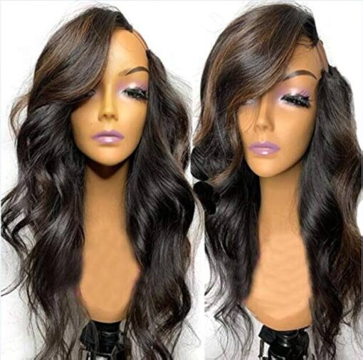 Rj Hair Highlight Wig Human Hair Color 30# Wavy U Part Wigs Left Side Part Natural Virgin Brazilian Wave Hair U Part Wigs 180% Full Density (12Inch, MI1605470