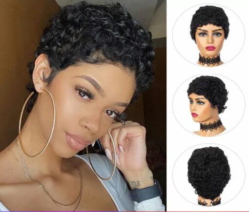 Short Black Curly Wigs Human Hair Wigs For Women Women None Lace Natural Afro Wigs Usa MI1604817