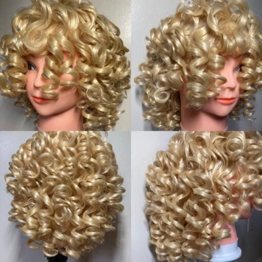 Short Blonde Wigs Blonde Wigs Afro Curly Wig With Bangs MI1605994