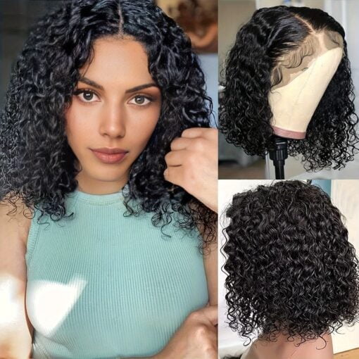 Short Bob Deep Wave Human Hair Wigs 13X4 Lace Front Wigs Human Hair Wigs For Women Women Deep Curly Bob Wigs Pre Plucked With Baby Hair Brazilian Remy Human Hair Wigs Natural Color MI1604630