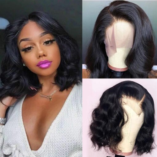 Short Bob Lace Front Wigs Human Hair Body Wave Bob Style Wig MI1603659