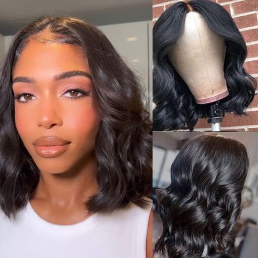 Short Body Wave Lace Front Wigs Human Hair 150 Density Short MI1603652