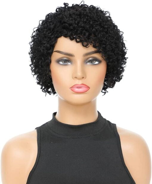 Short Curly Human Hair Wigs For Women Black Women Pixie Cut Wigs MI1610689