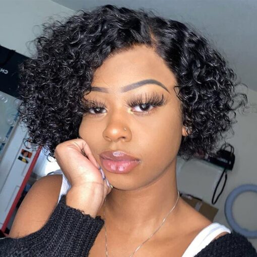 Short Curly Human Hair Wigs For Women Black Women Short Curly MI1602097