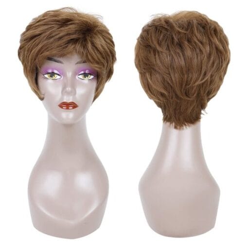 Short Cut Pixie Wig Brown Fluffy Layered Short Hair Wigs For Women MI1611109