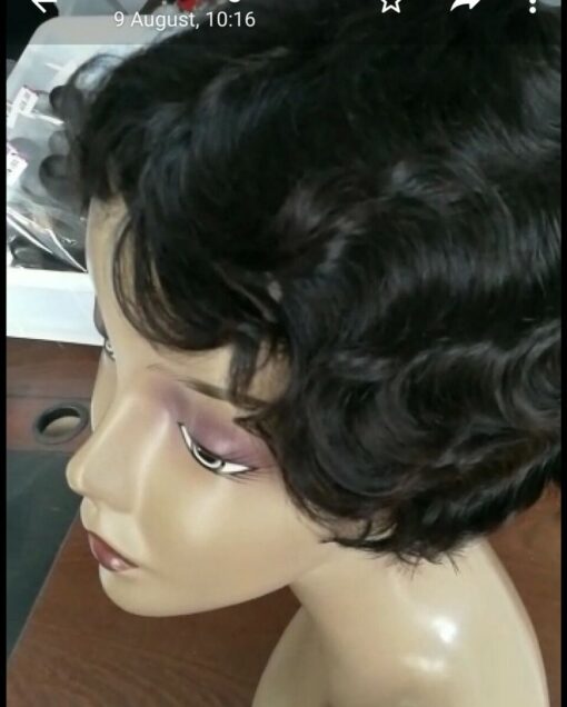 Short Finger Wave 100% Brazilian Human Hair Wigs In #1B, #27, #30 & #99J MI1604877