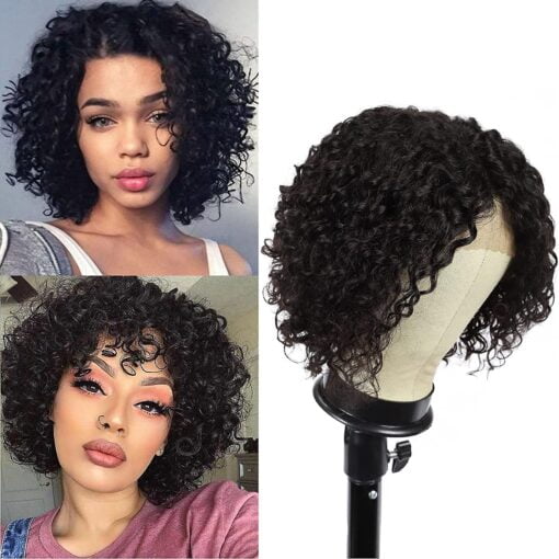 Short Human Hair Wigs 12Inch Lace Front Wig Kinky Curly Human Hair Wigs For Women Black Women 150% Density Unprocessed Brazilian Wigs Human Hair Short Curly MI1602116