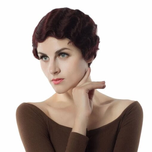 Short Human Hair Wigs Curly Blonde Black And Burgundy Wigs MI1604872