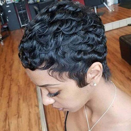 Short Human Hair Wigs Curly Pixie Cut Wigs For Women Women Comoros MI1602096