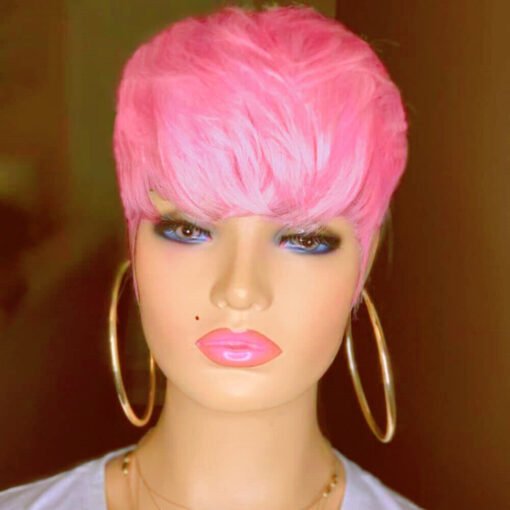 Short Pink Pixie Cut Wigs For Women Women 100% Human Hair Wigs Soft Hair Party Daily MI1604992