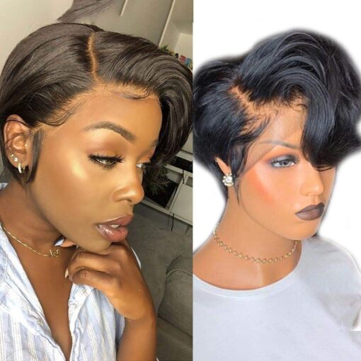 Short Pixie Cut Bob Wig Lace Front Wigs 13×4 Brazilian Hair Wigs 150% Density Glueless Human Hair Wigs Pre Plucked For Women Black Women With Baby Hair MI1602089