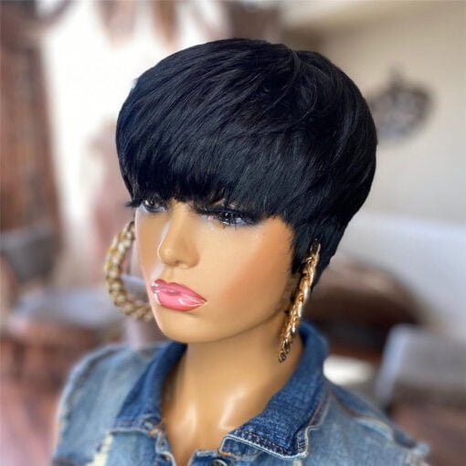 Short Pixie Lace Wigs Pixie Cut Wig Straight Brazilian Remy Hair 150% Density Half Machine Made Human Hair Wigs For Women Women Buy Human Hair Lace Front Wigs, Wigs Human Hair Lace Front, Short Pixie MI1605877