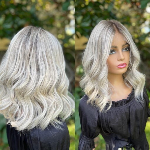 Short Wavy Hd Lace Wigs Platinum Blonde Bob Wig Melting Ashy Roots 100% Virgin Human Hair Lace Front Wig Ready To Wear 150% MI1610353