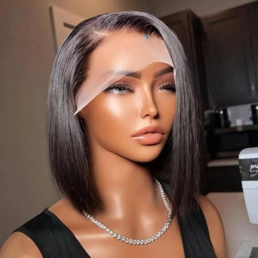 Side Part Short Bob Wigs Bone Straight Human MI1604836