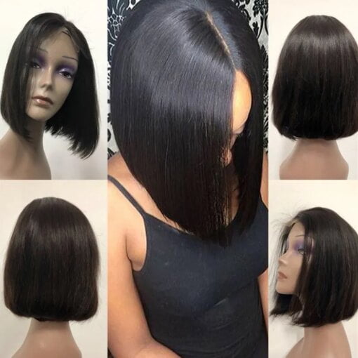 Silky Straight Bob Style Ebonyline Lace Front Wigs Middle MI1603014