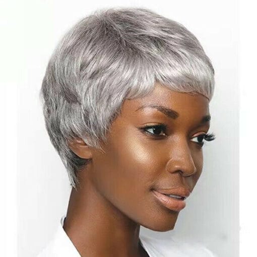 Silver Gray Short Wigs Pixie Cut Wig Silver Wigs Wave MI1611881