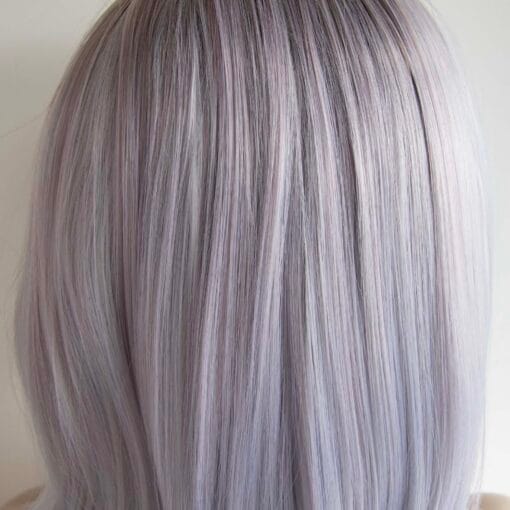 Silver Purple Ombre Long Wig With Side Part MI1611698