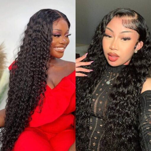 Siyun Show 28 Inch Deep Wave Lace Front Wigs Human Hair Pre Plucked Curly 13X4 Hd Lace Frontal Human Hair Wigs Glueless Transparent Lace Front Wigs MI1604711