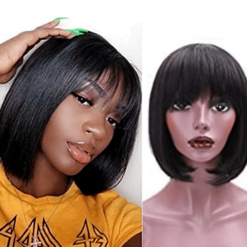 Sleek Bob With Bangs Coloured Wig Is Great For Women Your Hair And MI1604519