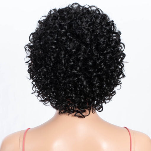 Sleek Short Human Hair Wigs 100% Remy Brazilian Curly Human Hair Wig 10 Inch Water Wave Wig Natural Black Wigs For Women Black Women MI1603615