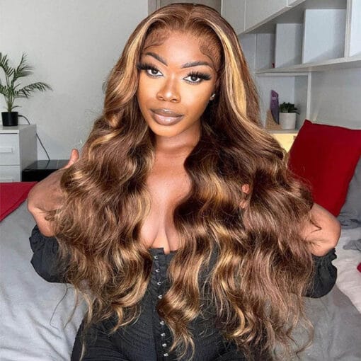 Soullady Body Wave Brown With Honey Blonde Highlights Human MI1611155