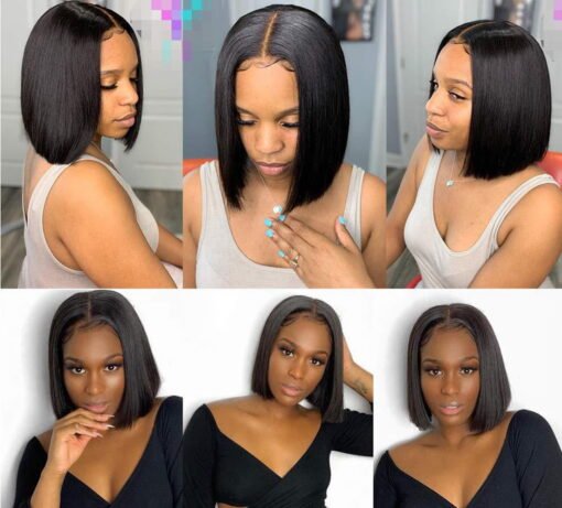 Straight Bob Wigs Human Hair 12 Inch Bob Lace Front Wig For Women Black Women Brazilian Hair 4X4 Lace Closure Wigs Human Hair Glueless Bob Wig MI1602999