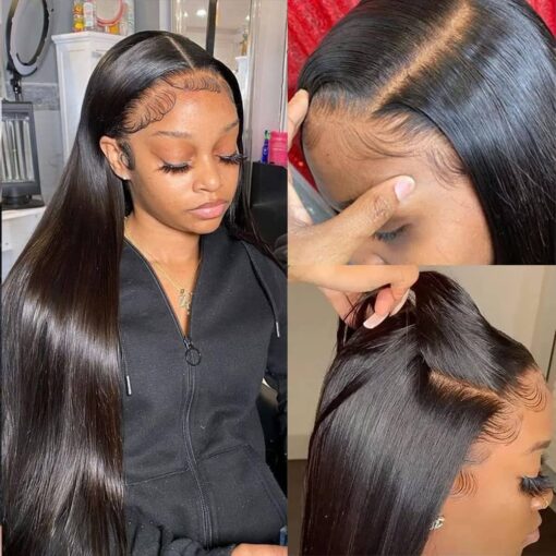 Straight Lace Front Wigs Human Hair Pre Plucked With Natural Hairline 180% Density 18 Inch 10A 13X4 Lace Frontal Wigs For Women Black Women Human Hair MI1603704