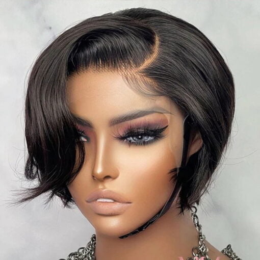 Straight Pixie Cut Wig 6Inch 13X1 T Part Lace Front Human MI1605515