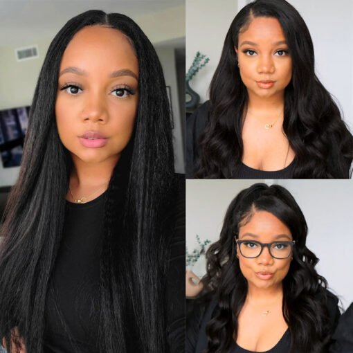 Sunber Kinky Straight V Part Wigs Versatile No Leave Out MI1603393