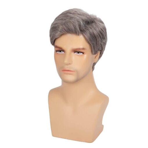 Swiking Mens Short Wig Grey Straight Natural Synthetic MI1611864