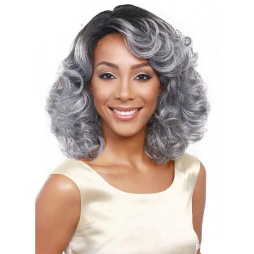 Synthetic Gray Curly Wig For Women Women Short Mommy Wigs Old Lady Wig Grandmother MI1611080