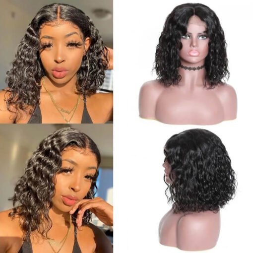 T Part Wig Water Wave Human Hair Bob Wigs For Women Black Girls MI1606076