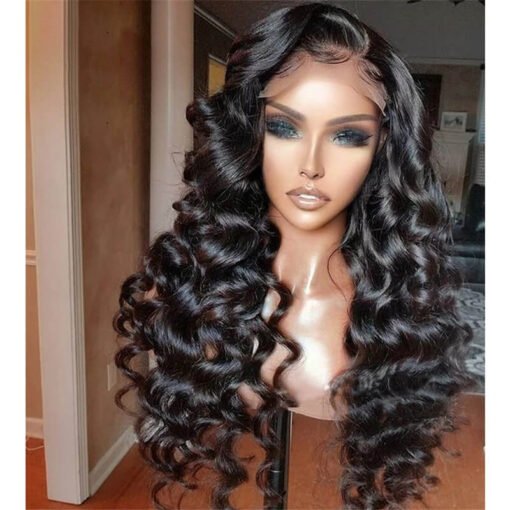 Transparent Skin Melt Loose Deep Wave Lace Front Wig Human MI1602389