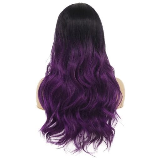 Tseses Long Ombre Purple Curly Wavy Wigs For Women Women Synthetic MI1611236