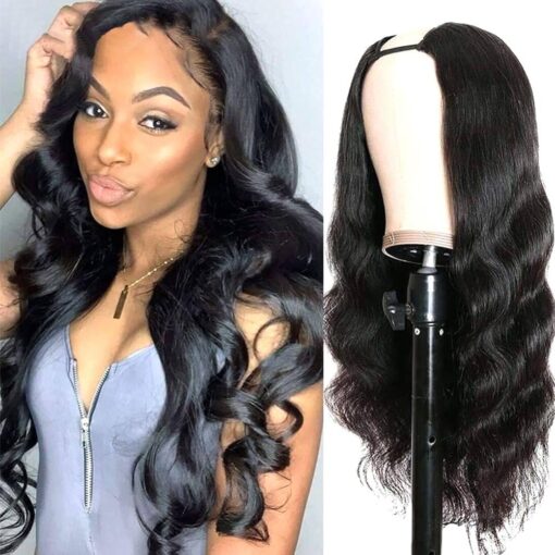 U Part Right Side Wig 2X4 U Part Wig Right Opening Medium Cap Natural Color Body Wave 10A Brazilian Human Hair Wigs Upart Human Hair Wig Upart Wigs MI1604833