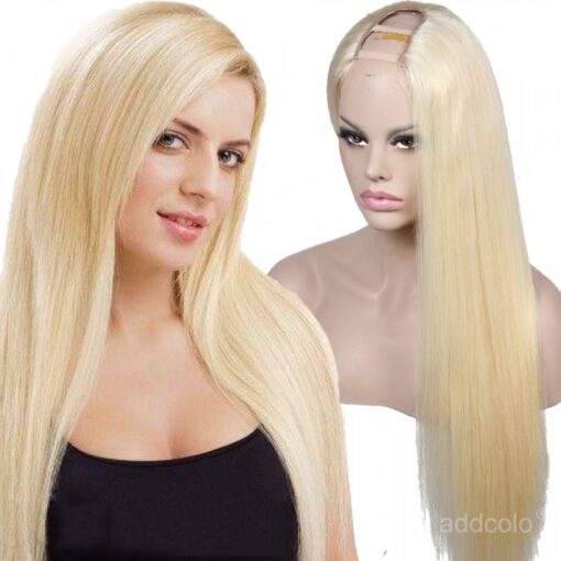 U Part Wig Brazilian Hair Silky Straight Wig Blonde Color #613 MI1610572