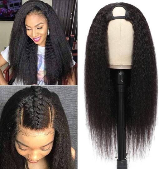 U Part Wig Human Hair Kinky Straight Wigs For Women MI1603390