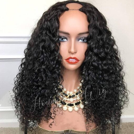 U Part Wig Kinky Curly Human Hair Wigs 180 MI1602629