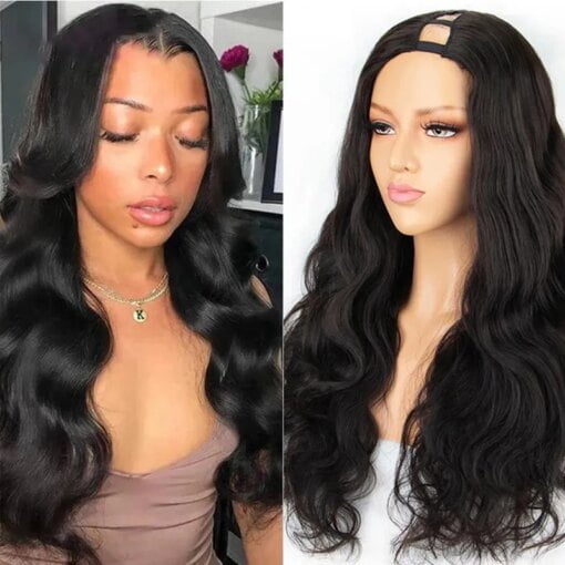 U Part Wigs Brazilian Body Wave Wig Full Machine Made U MI1605684