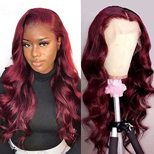 Ulit Hair 99J Burgundy Color Body Wave Lace Front Wig For Women MI1610964