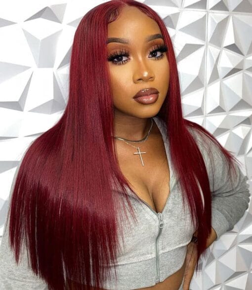 Ulrica 13X4 Hd Lace Front Wigs Human Hair 99J Burgundy Lace MI1611288