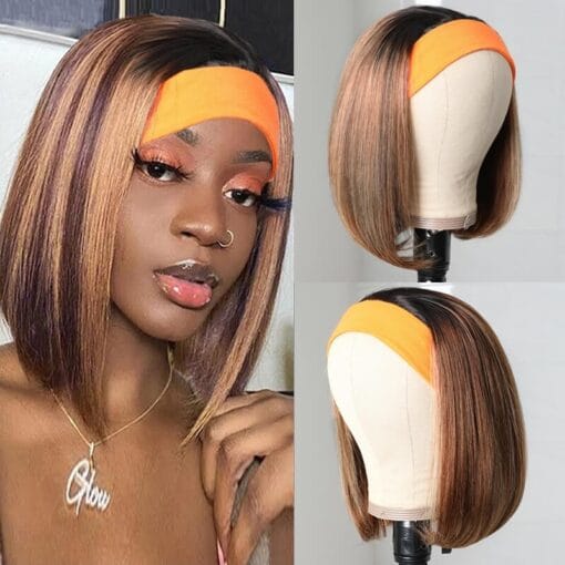 Unice Bob Straight Wig Ombre Headband Wigs Straight Human MI1611983