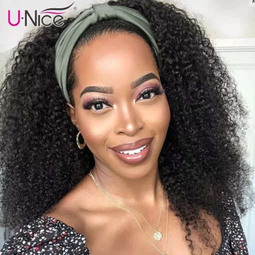 Unice Brazilian Kinky Afro Curly Headband Wigs Half Human MI1602466